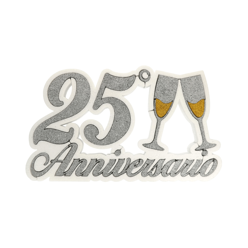 Scritta / Decorazione in Polistirolo " 25° Anniversario " | 40 x 23 cm
