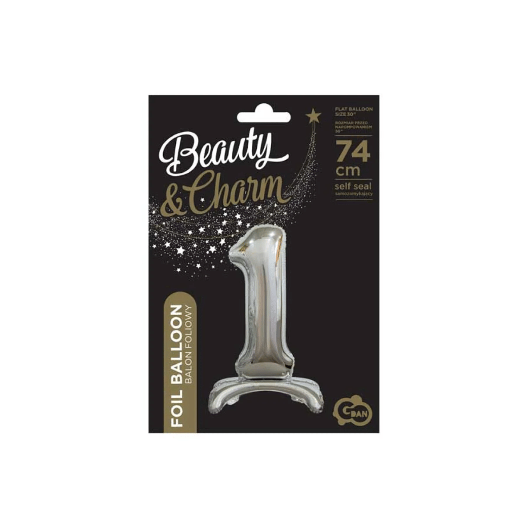 Palloncino in Foil " N.1 " con Base d'appoggio | 74CM