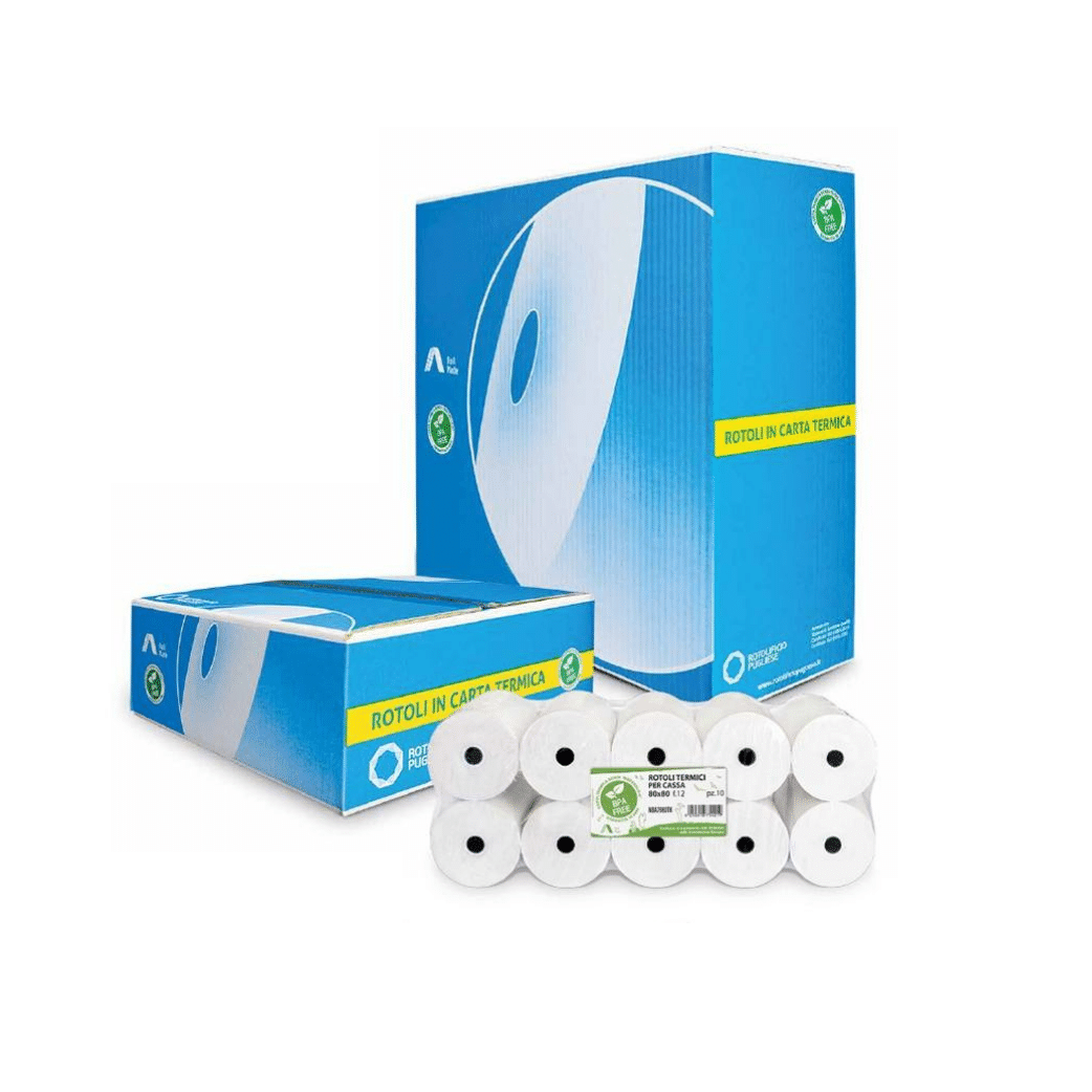 Rotoli Carta Termica per Registratori di Cassa | 80 mm X 80 mt