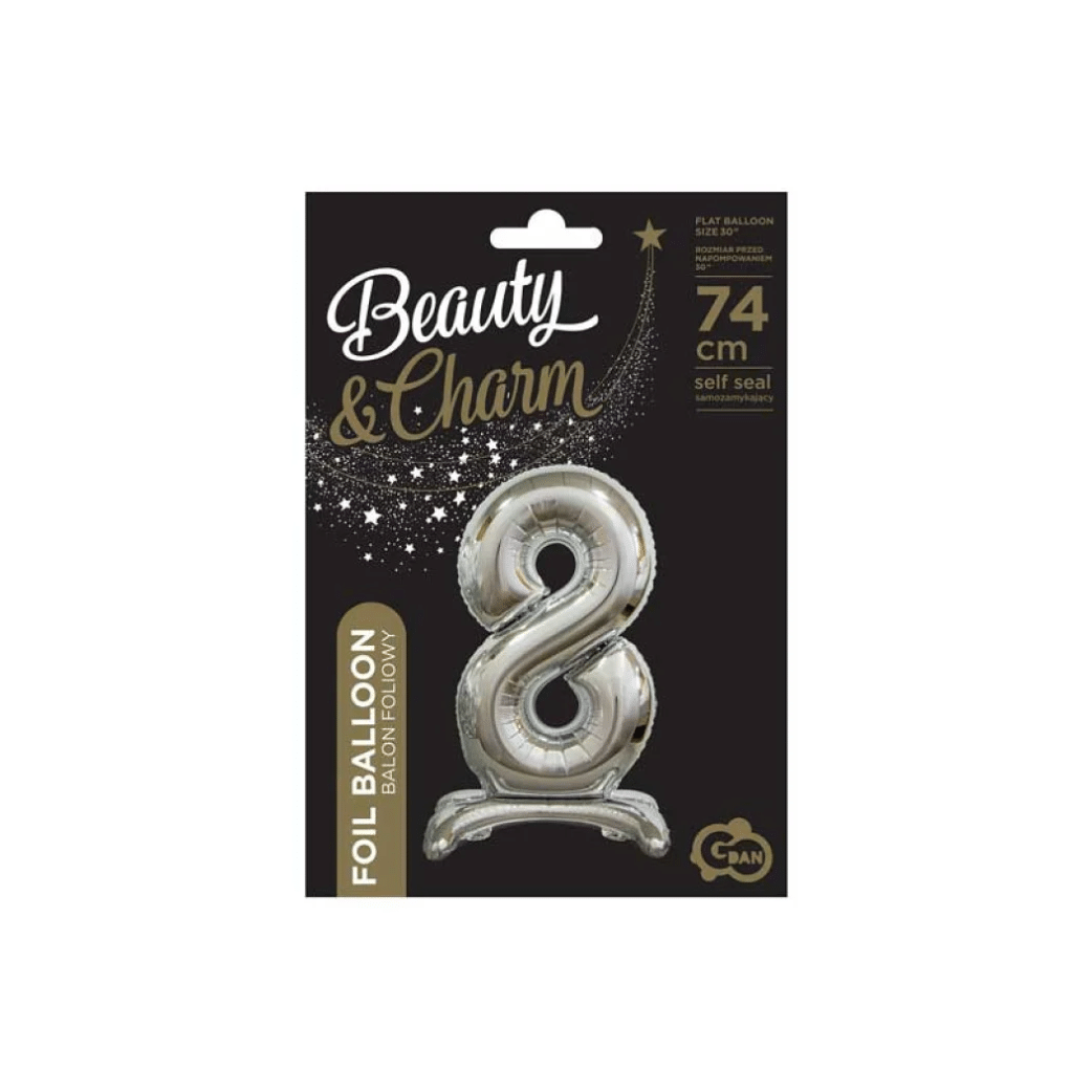 Palloncino in Foil " N.8 " con Base d'appoggio | 74CM