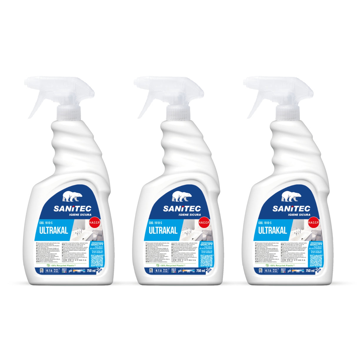 3 Flaconi Disincrostante Profumato Bagno | Sanitec Ultrakal | 3 x 750ml