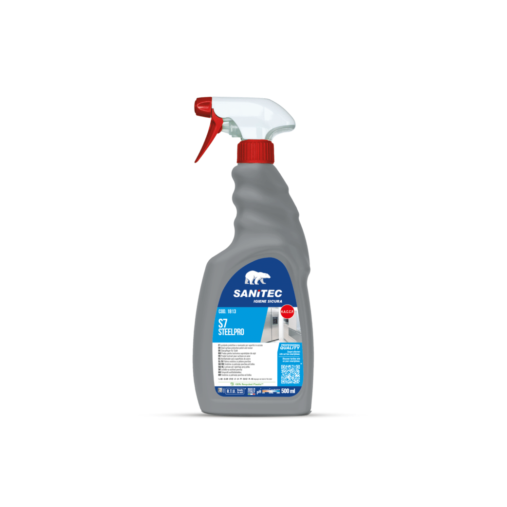 3 Flaconi per Acciaio Vivo da 500ml | Sanitec Steel Pro | 3 x 500ml