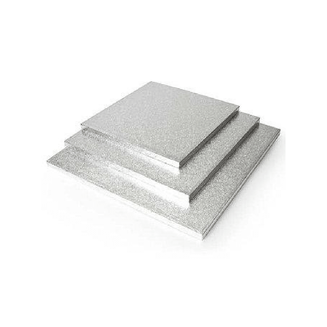 Sottotorta Quadrato in Cartone | Argento - Vari Formati