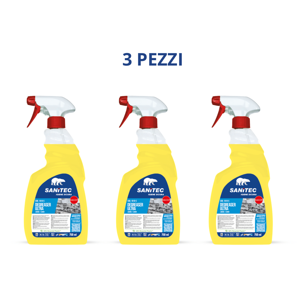 3 Flaconi Sgrassatore Limone da 750ml - Sanitec 3 x 750ml