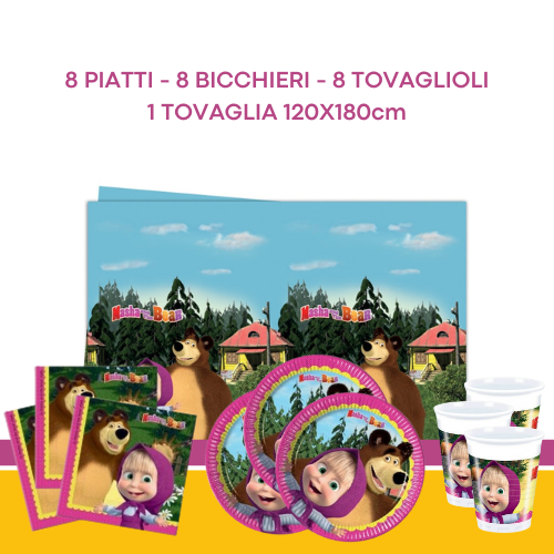 Kit festa Masha & Orso - 8 persone