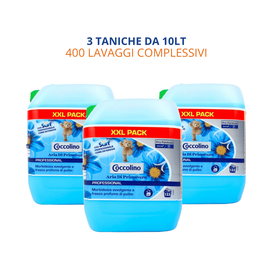 Promo 3 Taniche Coccolino XXL Ammorbidente Professional - 30 Litri Pack - 400 Lavaggi