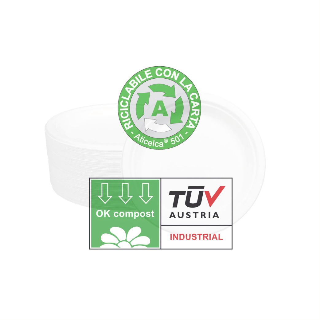 Piatti Biodegradabili Compostabili in Canna da Zucchero | BIO-ECO - Ø26 - Vari Formati