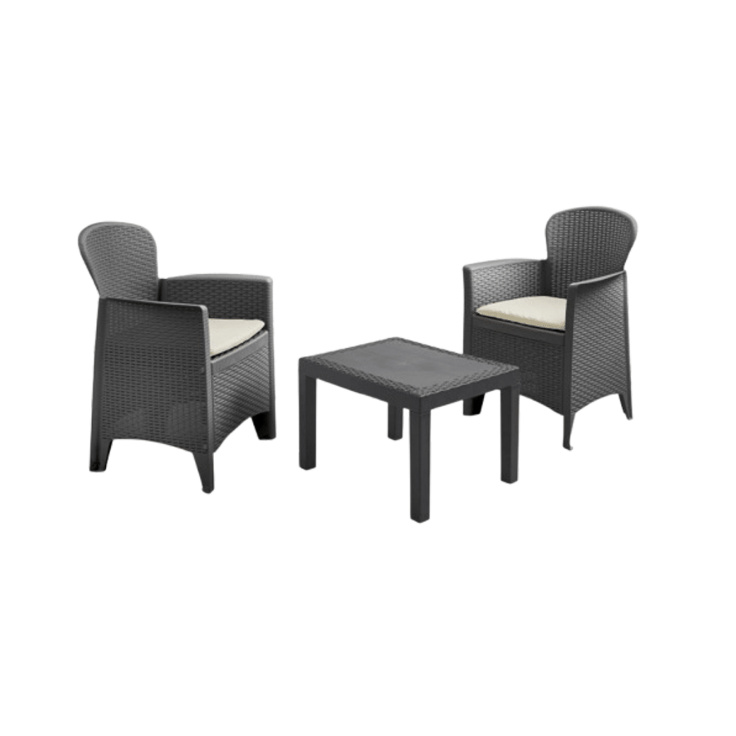 Set Giardino 3 Pezzi ( 2 Sedute - 1 Tavolino ) | Progarden - Antracite