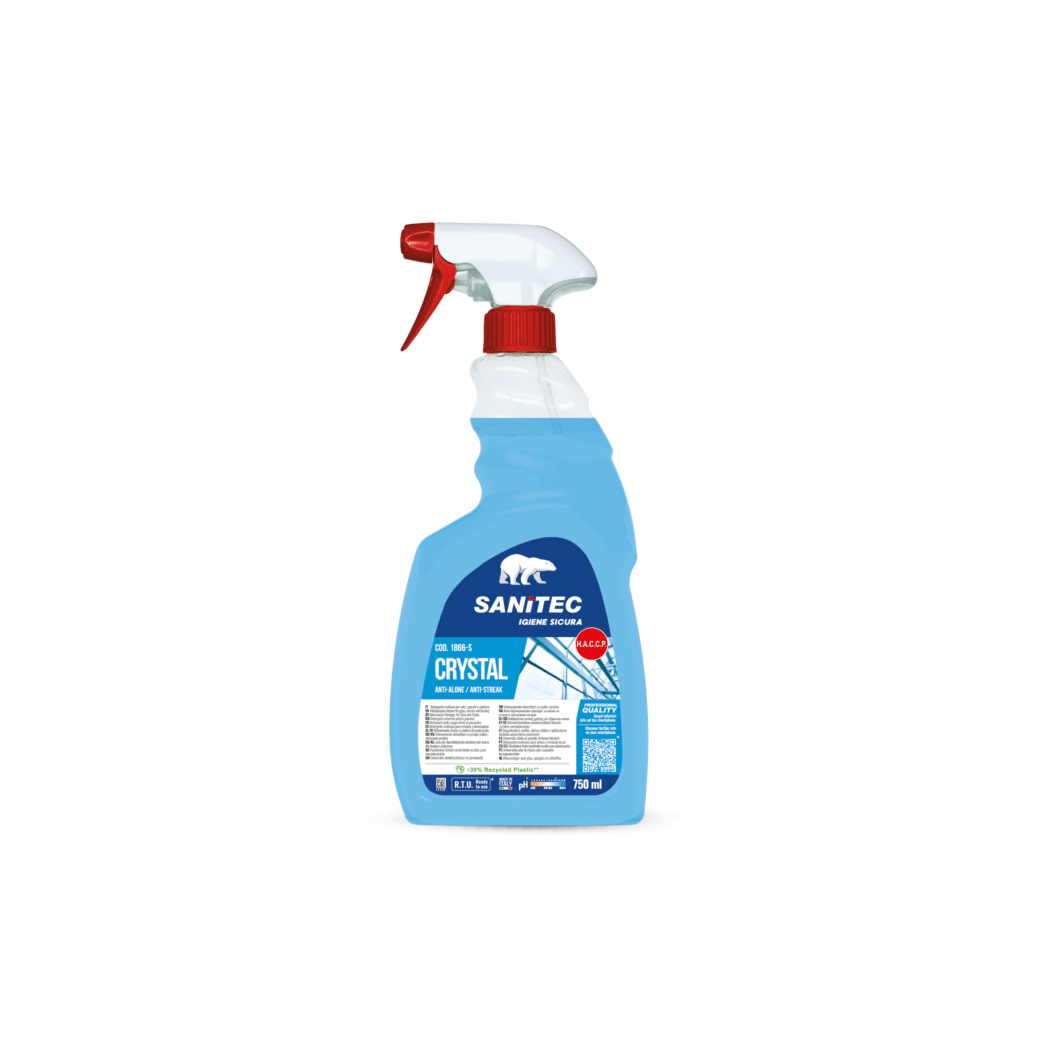 3 Flaconi per Vetri e Specchi da 750ml | Sanitec Crystal Vetri | 3 x 750ml