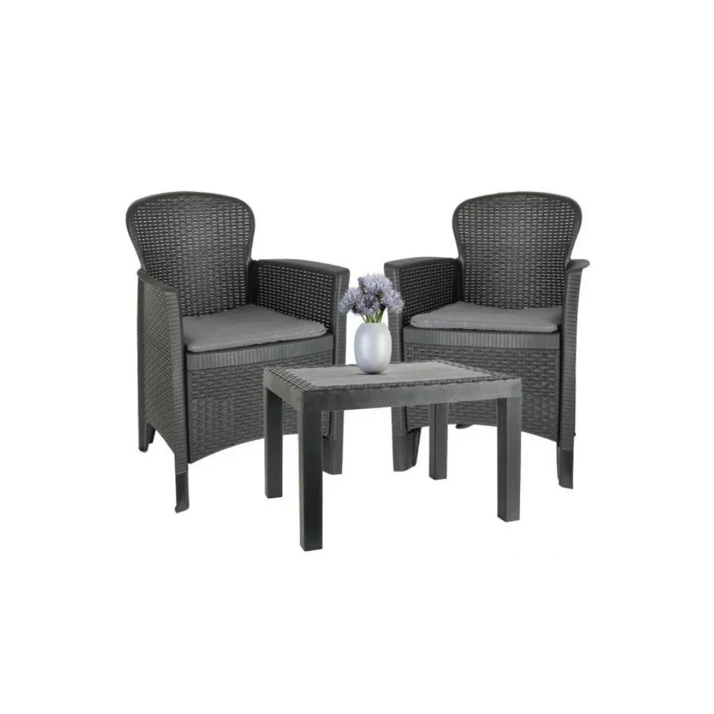 Set Giardino 3 Pezzi ( 2 Sedute - 1 Tavolino ) | Progarden - Antracite