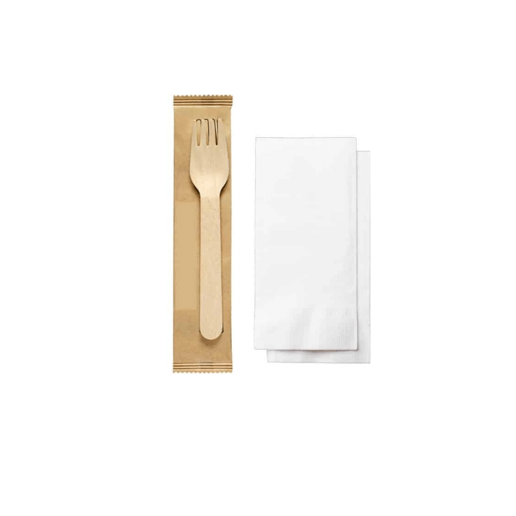 Forchetta e Tovagliolo Imbustati | Leone - 16cm - Vari Formati