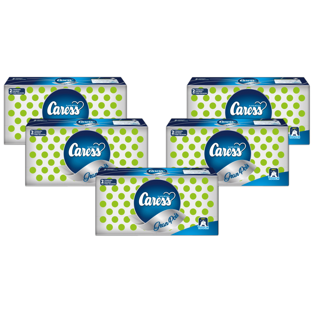 5 Confezioni Tovaglioli Cucina Pois Verdi 2 Veli - 350 Tovaglioli Misura 33 x 33 | Caress