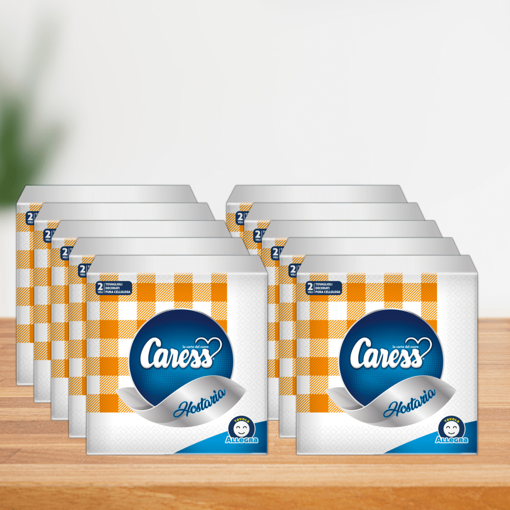 400 Tovaglioli da Cucina Monouso 2 Veli Modello Scacchi " Arancio " - 33 x 33 Picnic | Caress