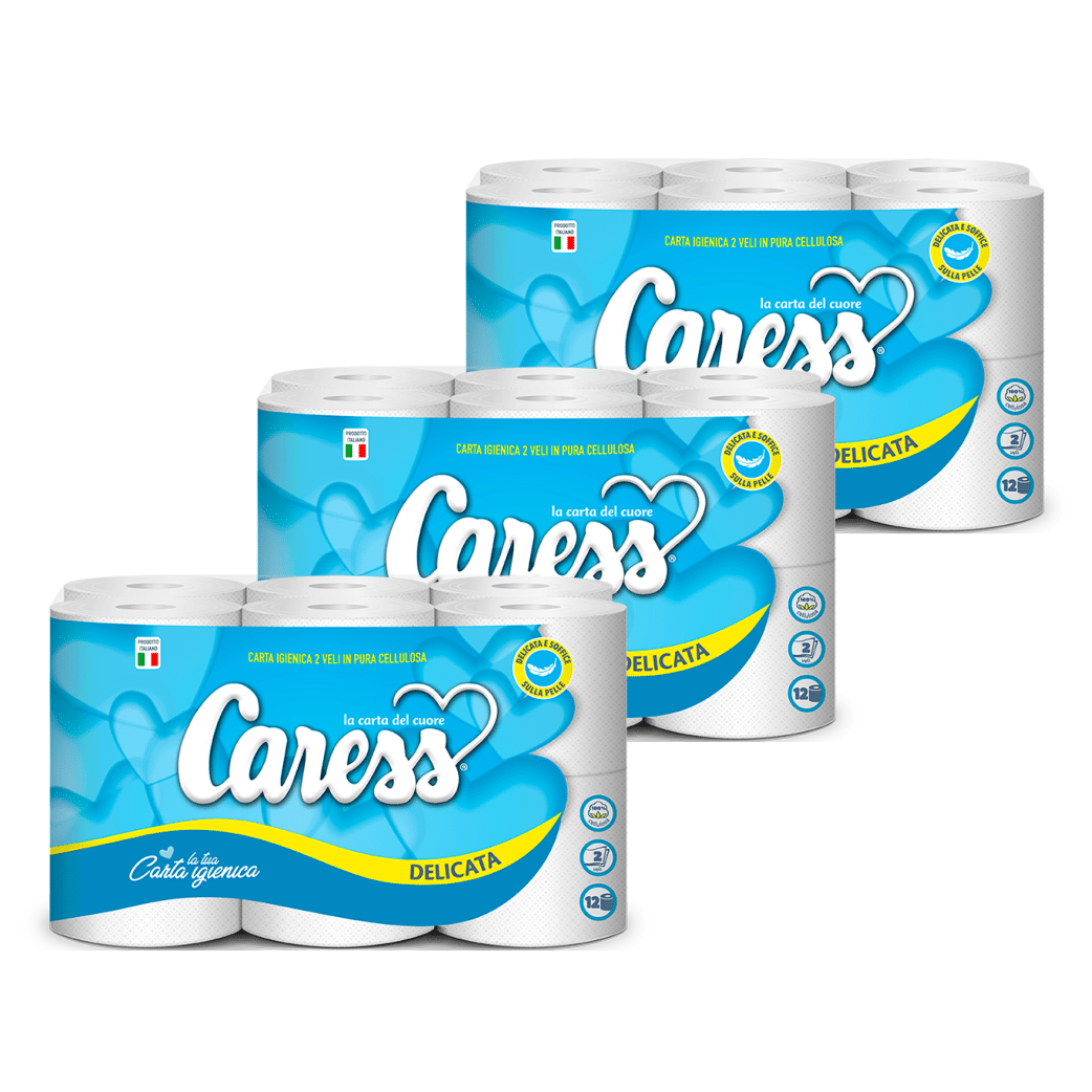 36 Rotoli Carta Igienica Delicata 2 Veli in Pura Cellulosa - Carta Bagno Caress