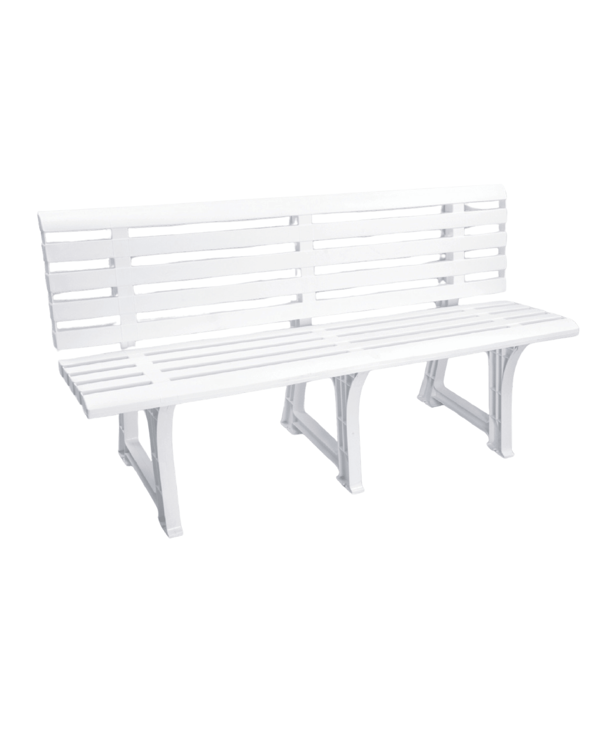 Panchina Giardino / Panca da Esterno 3 Posti in Plastica Bianca – 148x53x75h cm