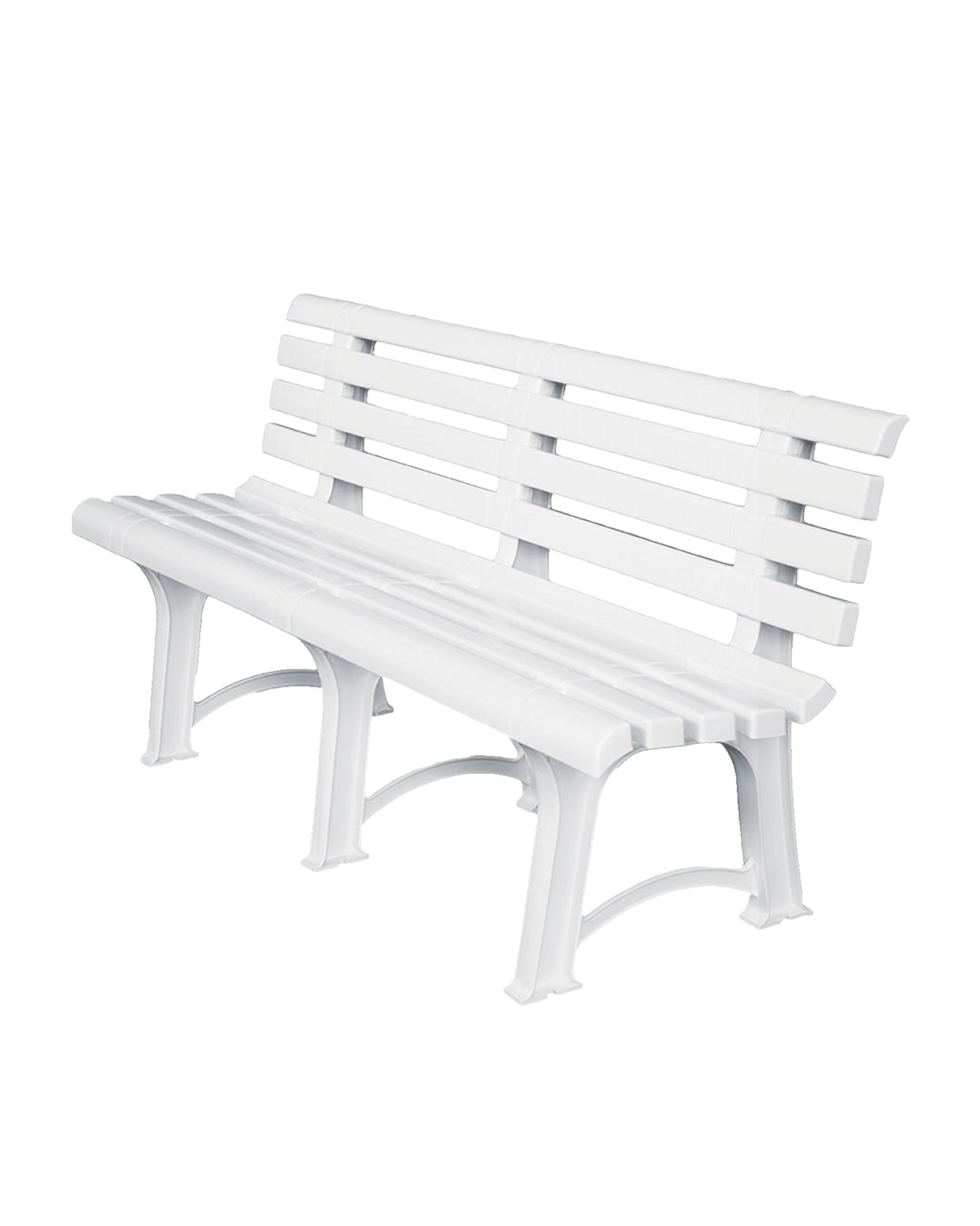 Panchina Giardino / Panca da Esterno 3 Posti in Plastica Bianca – 148x53x75h cm