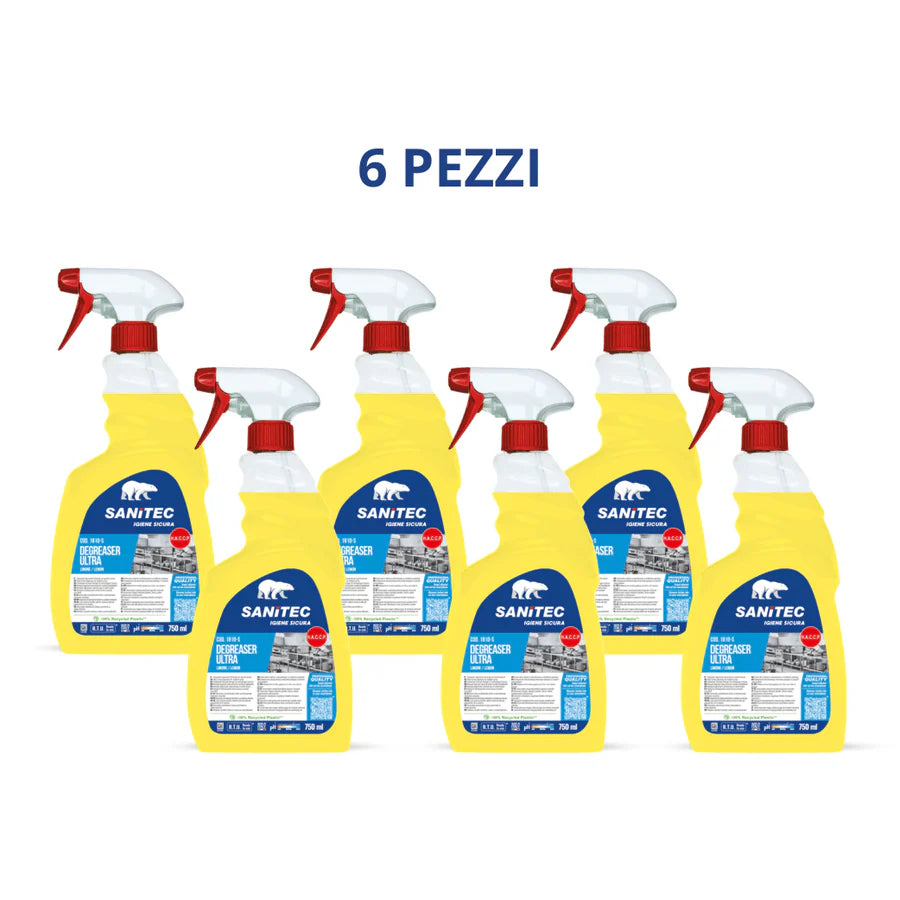 6 Flaconi Sgrassatore Limone da 750ml - Sanitec 6 x 750ml