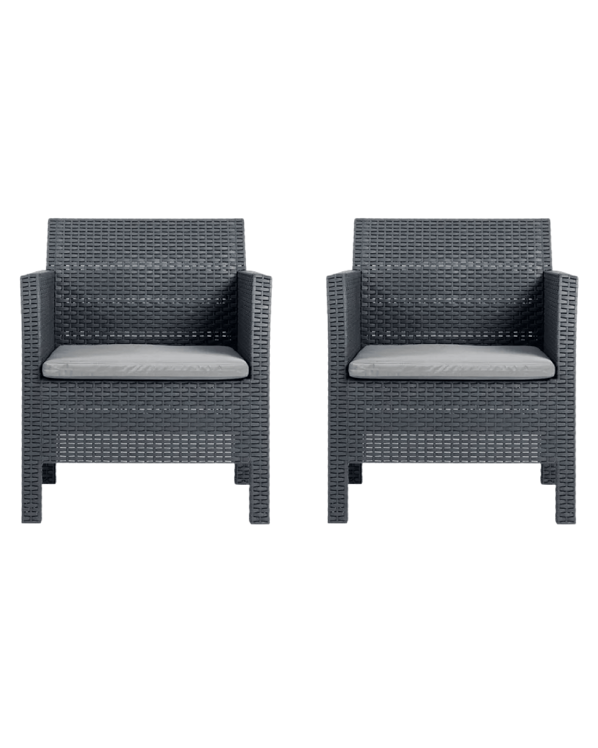 Set da Giardino in Rattan " Matilde " - 2 Poltrone + Tavolo Colore Antracite