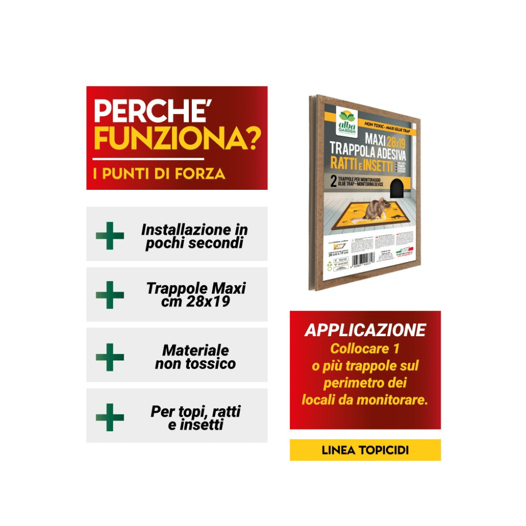 Trappola Adesiva per Topi / Ratti / Insetti | Albatop - 4 Pezzi