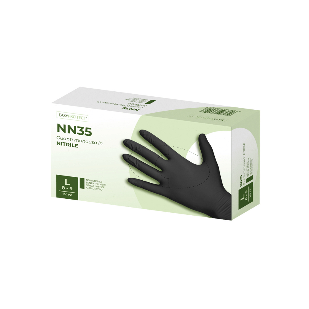 Guanti Monouso in Nitrile Neri 200 Pezzi Taglia L | Easyprotect - NN35