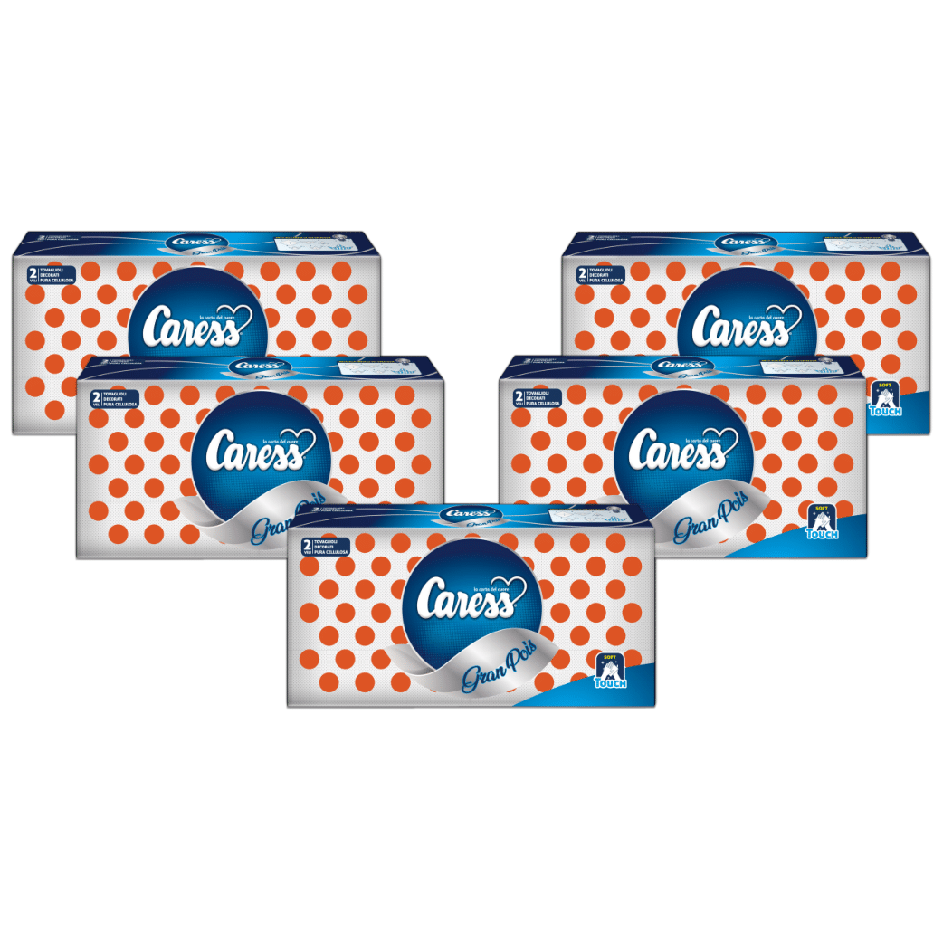 5 Confezioni Tovaglioli Cucina Pois Arancio 2 Veli - 350 Tovaglioli Misura 33 x 33 | Caress