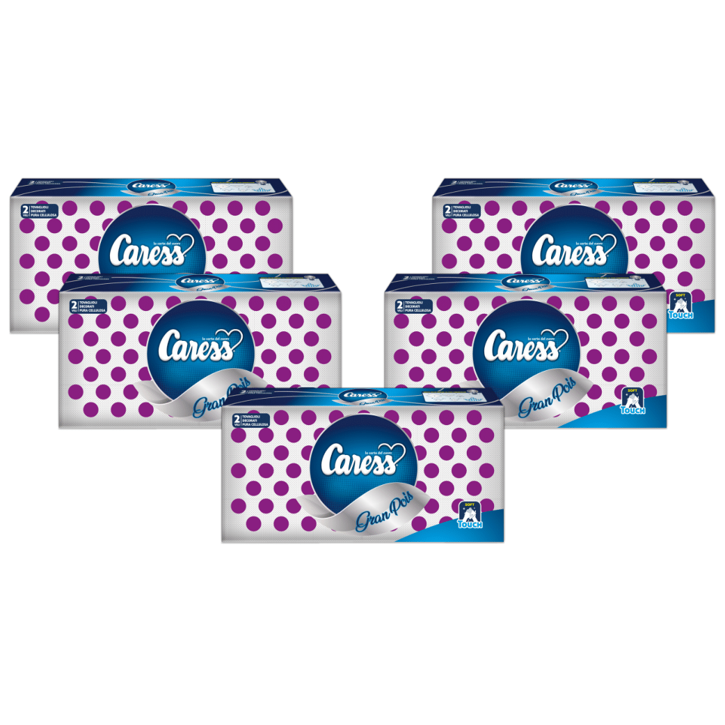 5 Confezioni Tovaglioli Cucina Pois Viola 2 Veli - 350 Tovaglioli Misura 33 x 33 | Caress