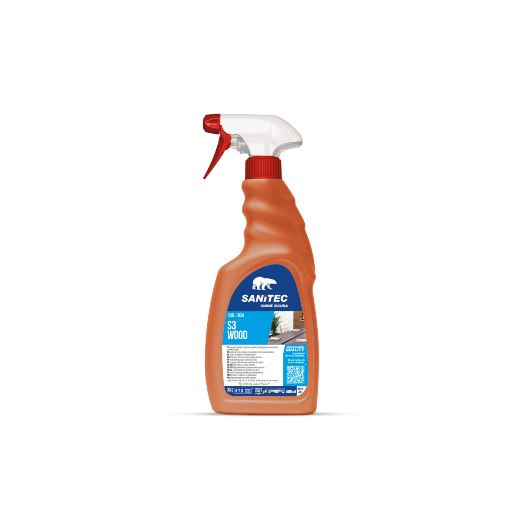 3 Flaconi Superfici in Legno da 500ml | Sanitec S3 Wood | 3 x 500ml