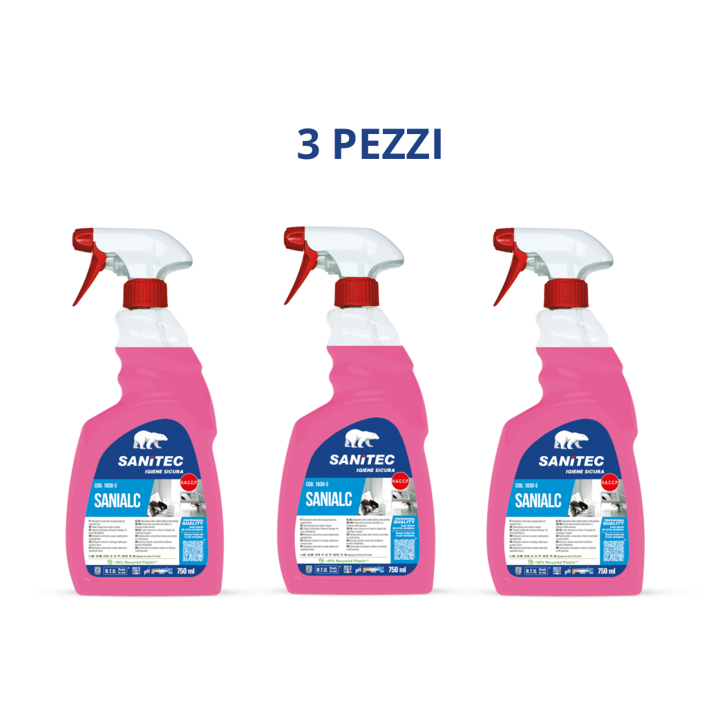3 Flaconi di Detergente Universale da 750ml |Sanitec Sanialc | 3 x 750ml