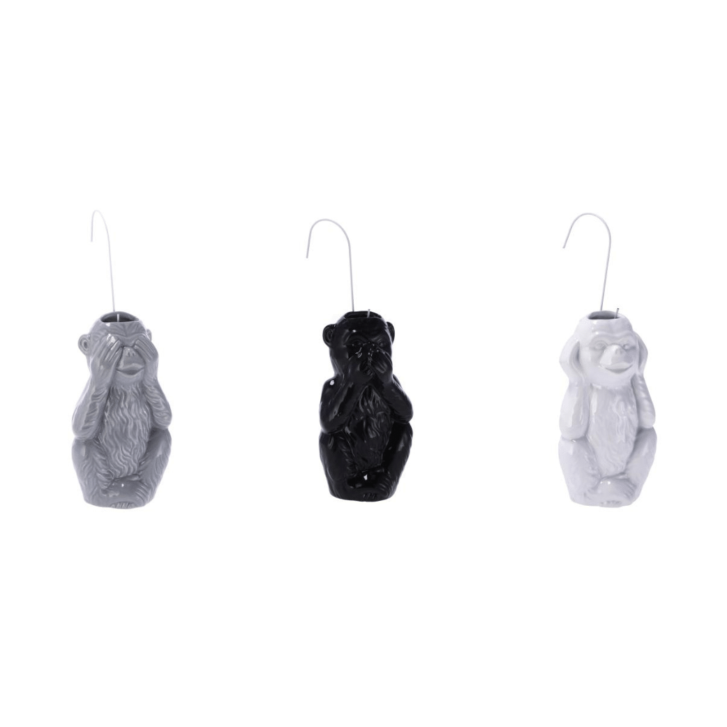 Set 3 Pezzi Umidificatore in Ceramica Modello Scimmia | AdTrend - 8,5 x h 17 cm