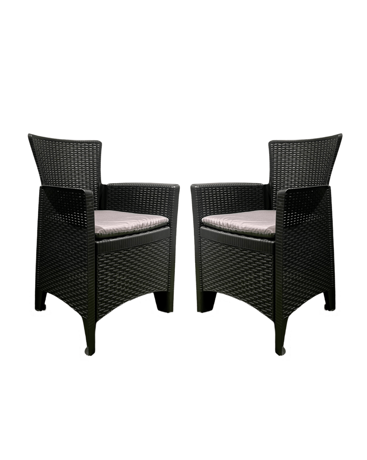 Set Giardino Forest Linea Rattan – 2 Poltrone con Cuscini + Tavolino