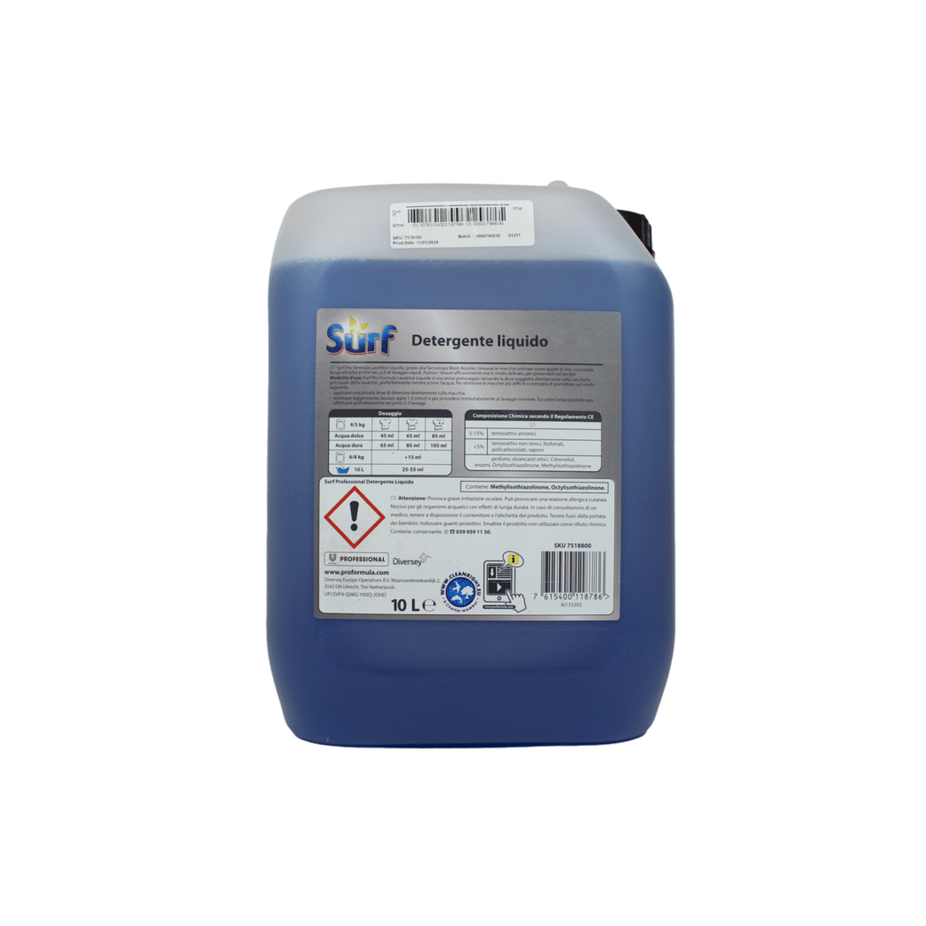 10 Litri Detersivo Professionale Liquido Lavatrice Concentrato | Surf - 10LT