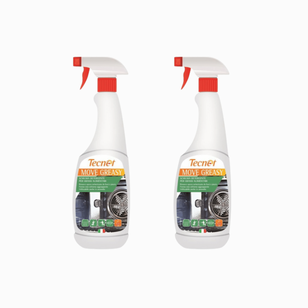 2 Flaconi di Detergente Grassi Alimentari per Piastre e Forni da 750ml | Tecnet Move Greasy | 2 x 750ml