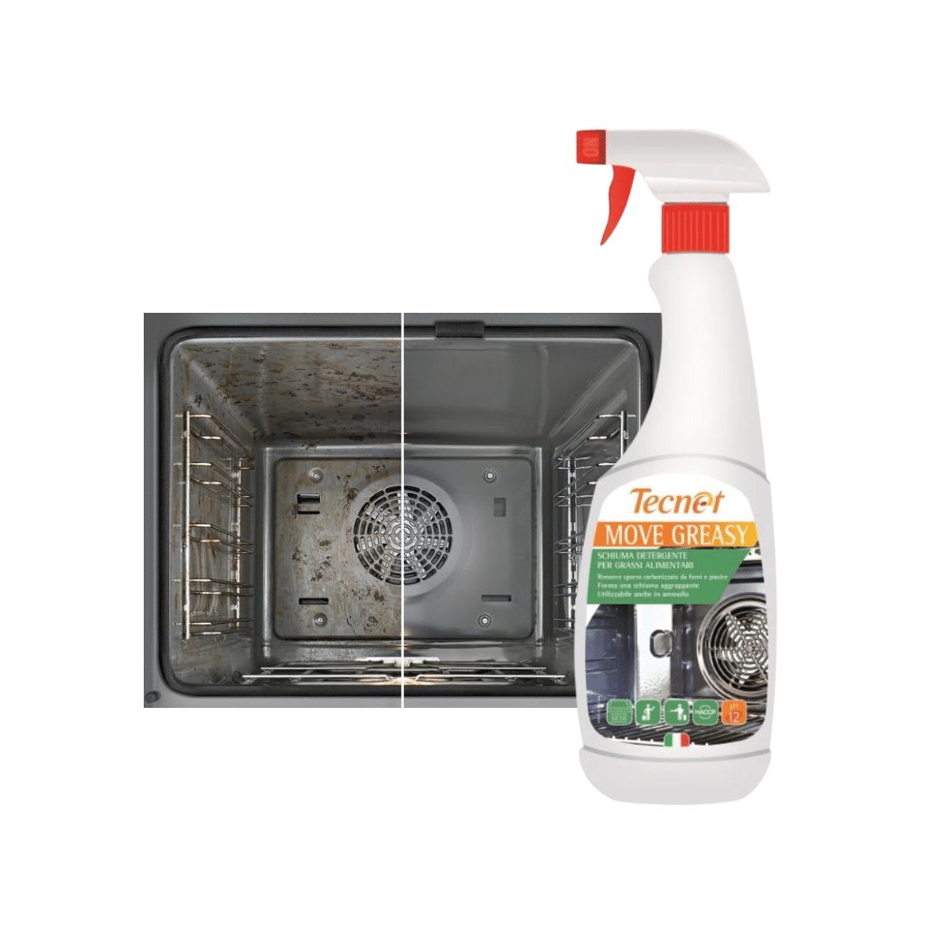 2 Flaconi di Detergente Grassi Alimentari per Piastre e Forni da 750ml | Tecnet Move Greasy | 2 x 750ml