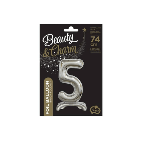 Palloncino in Foil "N.5" con Base d'appoggio | 74CM