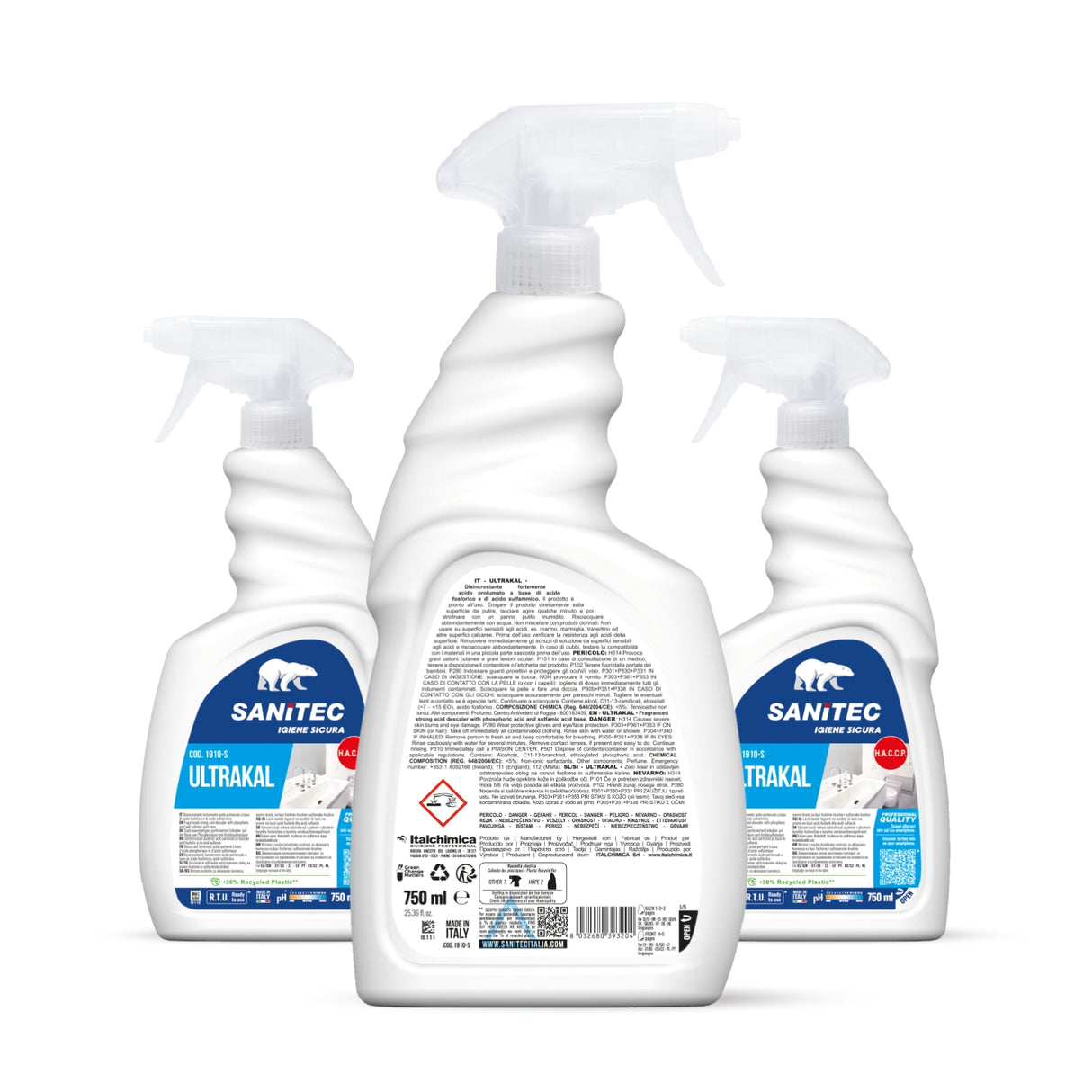 3 Flaconi Disincrostante Profumato Bagno | Sanitec Ultrakal | 3 x 750ml