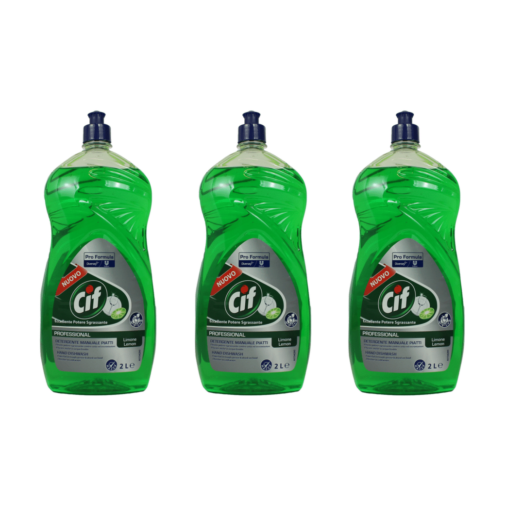 3 Flaconi Cif Gel Professional da 2 Litri – Detersivo Liquido Professionale per Piatti al Limone
