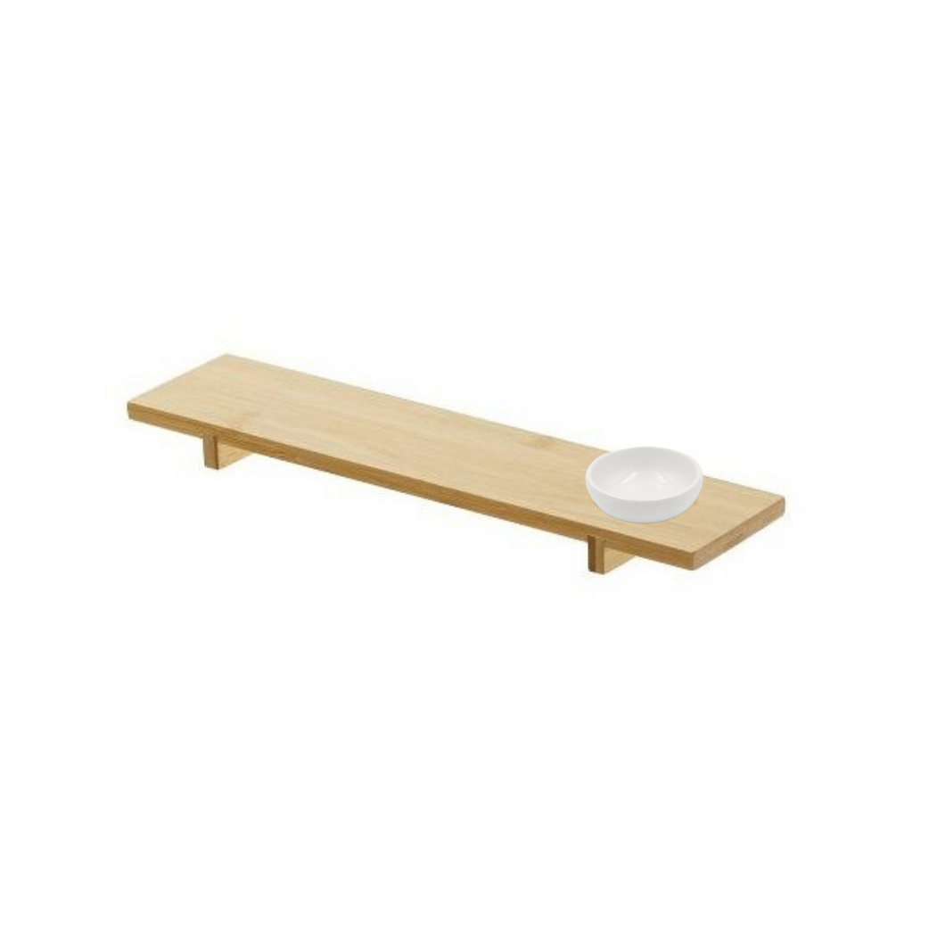 Vassoio Sushi Bamboo con Ciotola in Melamina | Leone - 38 x 8,5