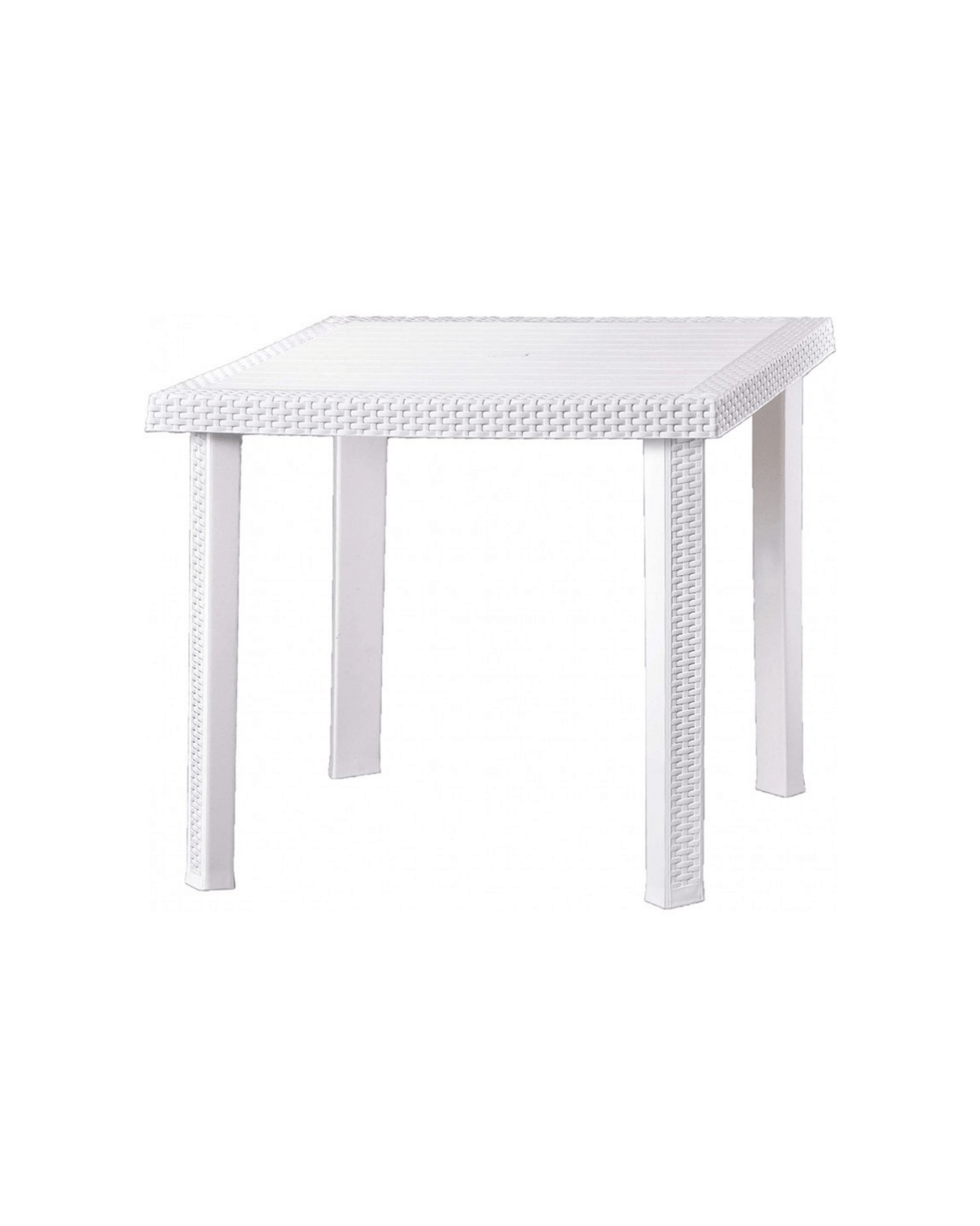 Tavolo da Giardino / Esterno Bianco in Plastica Bordo Rattan - 79x79cm