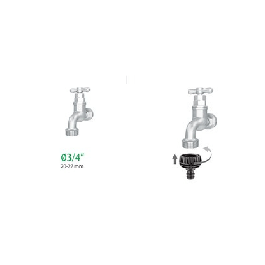 Adattatore con Guarnizione Rubinetto Universale con Filetto da 3/4 - 1 | Claber - 3 Pezzi