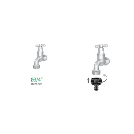 Adattatore con Guarnizione Rubinetto Universale con Filetto da 3/4 - 1 | Claber - 3 Pezzi
