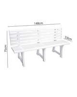 Panchina Giardino / Panca da Esterno 3 Posti in Plastica Bianca – 148x53x75h cm