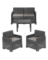 Set Giardino Iseo in Rattan Sintetico - Divano + 2 Poltrone 2 Posti e Tavolino